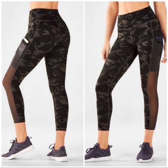 Fabletics Pants - Fabletics Powerhold Mila high waisted capri leggings in charcoal camo medium